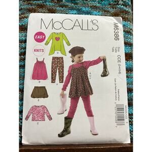 McCalls 6386 Sewing pattern Kids Girls jumper skirt top pant size 3 4 5 6
